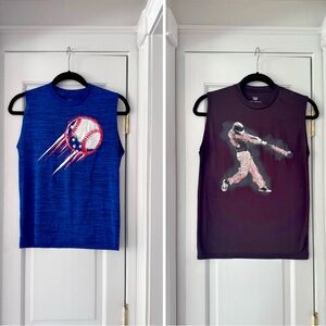 Kids Athletic Shirts with Baseball Graphics - Sleeveless/Tank (Pair)